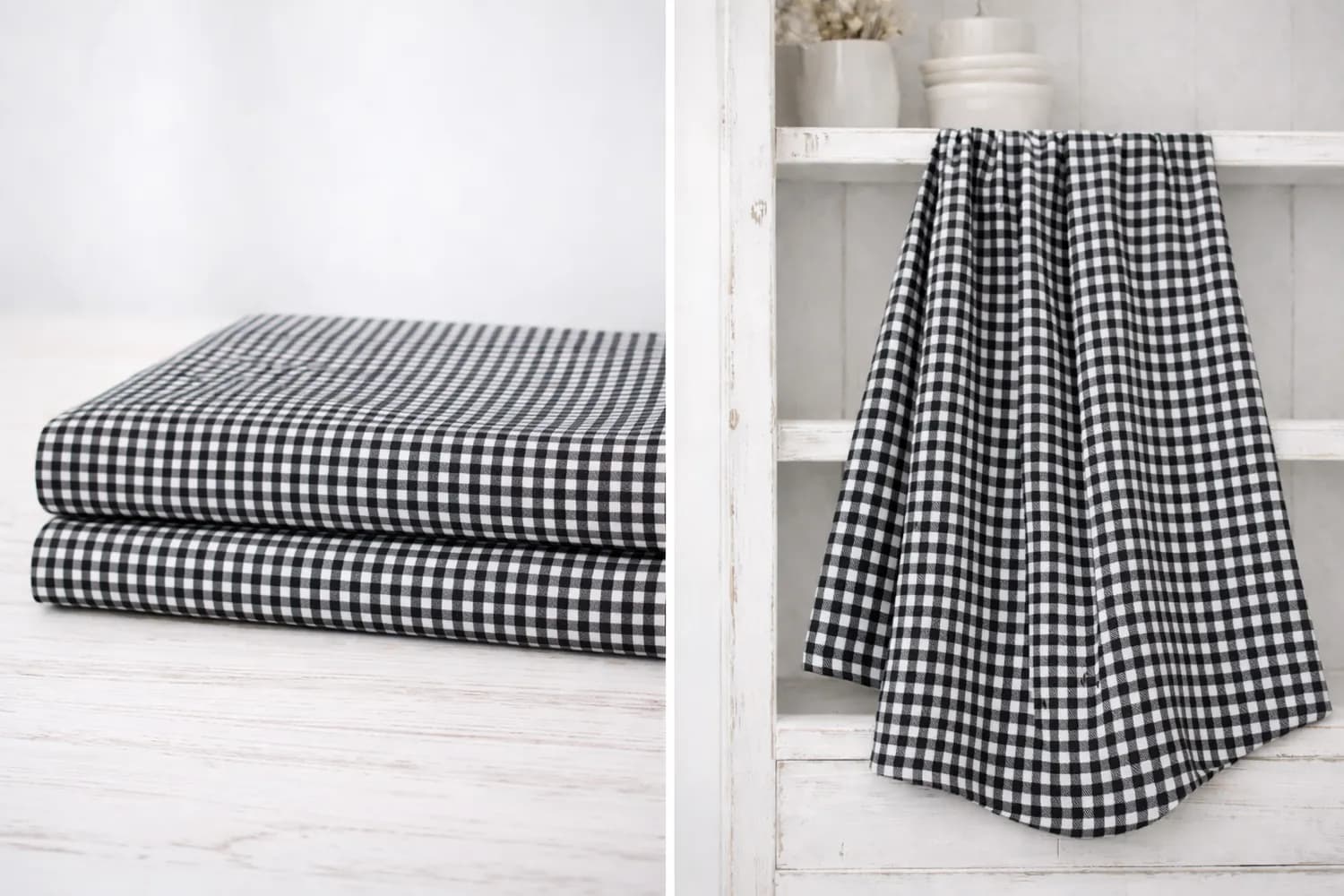 Algodón Vichy “Campo negro” – Cuadro 2, mm – 150 cm — imagen 1