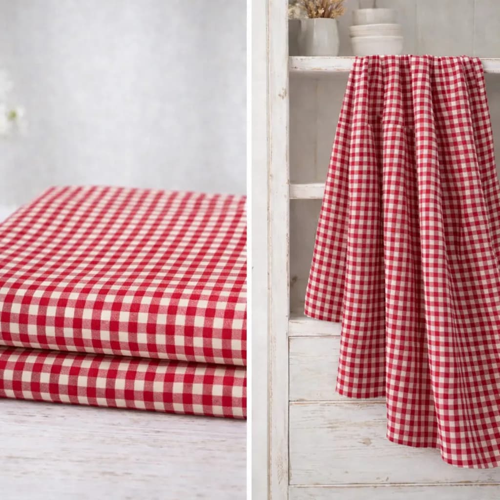 Algodón Vichy “Campo rojo” – Cuadro 5 mm – 150 cm — imagen 1